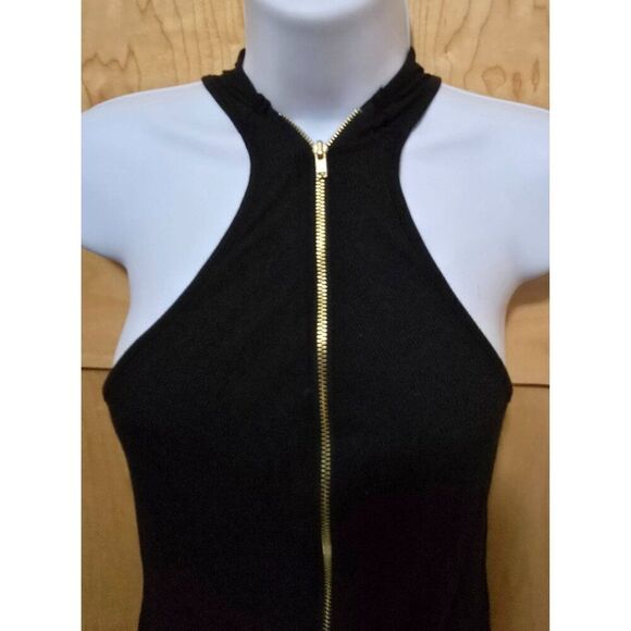 Ambiance Womens Black Halter Top With Front Zipper Size M - Picture 1 of 6
